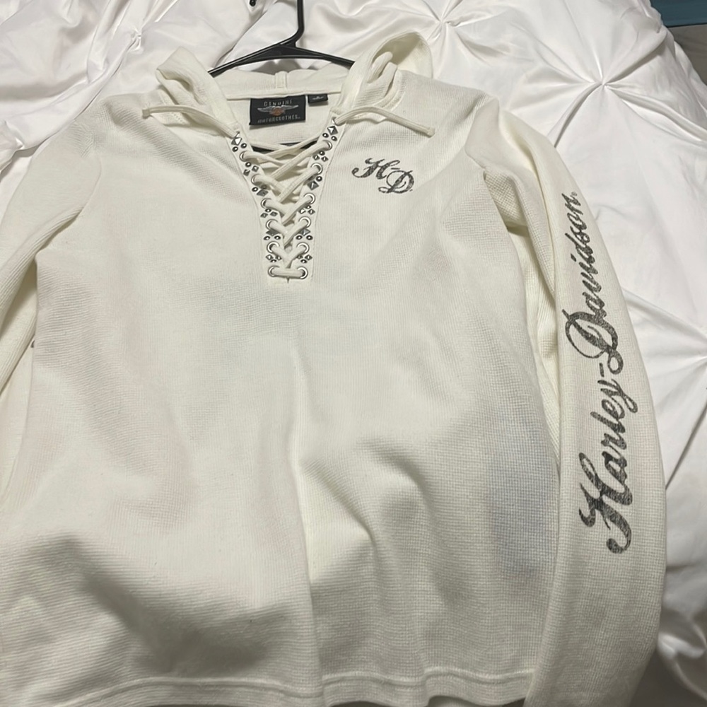Harley Davidson long sleeve cream top